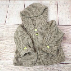 Baby Hooded Cardigan Sweater Handmade Wool Knitted Crochet Car Buttons Warm Top